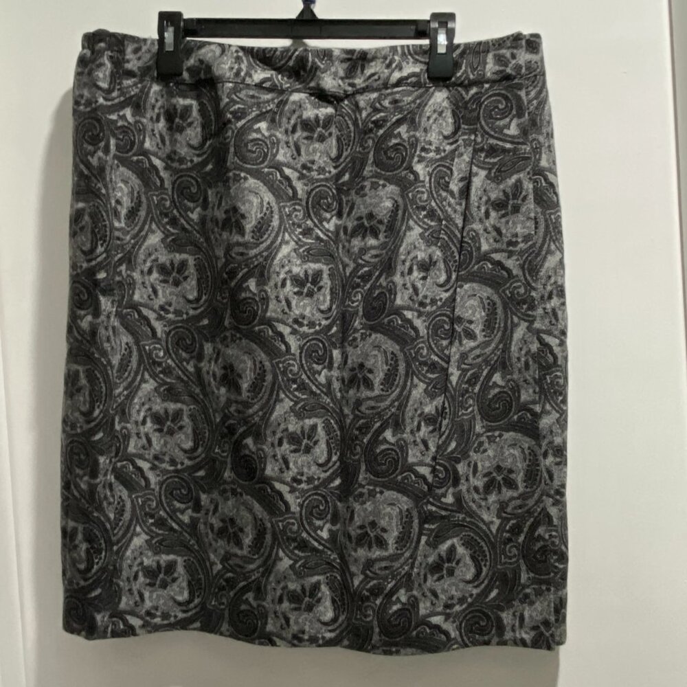 Talbots Paisley Print Wool Viscose Knee Lined Office Work Preppy Wrap Skirt 16W